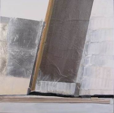 Cliff Series - # DS008 | 20” 20” | Oil, Gold leaf, mixed media collage on canvas | Framed