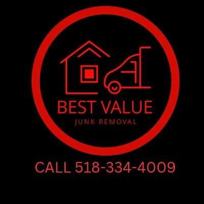 Logo for Best Value Junk Removal with contact number.