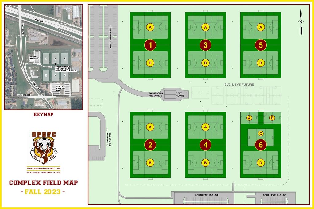 Deer Park Soccer Complex - Game day Field Map 