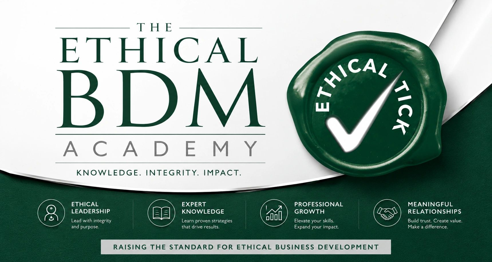 The Ethical BDM Academy promotes integrity and professional growth in business development.