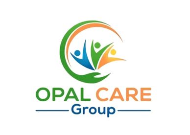 Colorful Opal Care Group logo with abstract people and caring hand symbol.