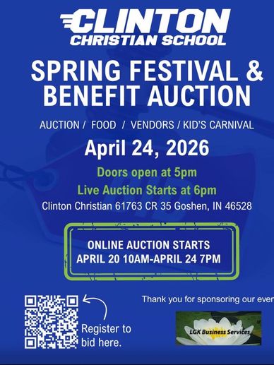 Clinton Christian School Spring Festival and Benefit Auction on April 24, 2026.