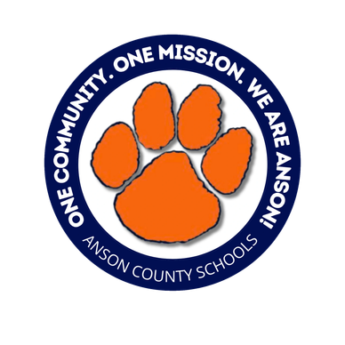 Logo of Anson County Schools with a paw print.