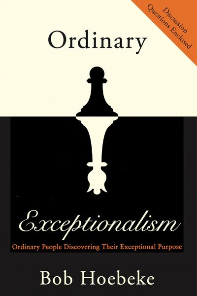 Book cover of 'Ordinary Exceptionalism' with a chess pawn reflecting a queen.