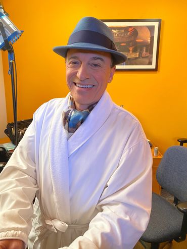 Playing the part of Frank Sinatra for a corporate video shoot for Topco in Chicago February 7,2020.