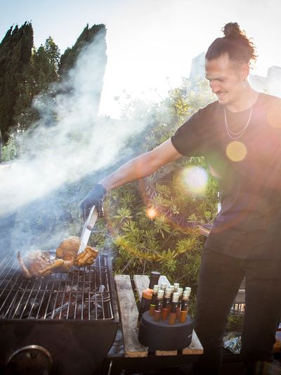 chef grilling outdoors