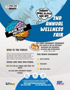 2nd Annual Health and Wellness Fair 
" Mental Health Matters"
$35 vendor table fee