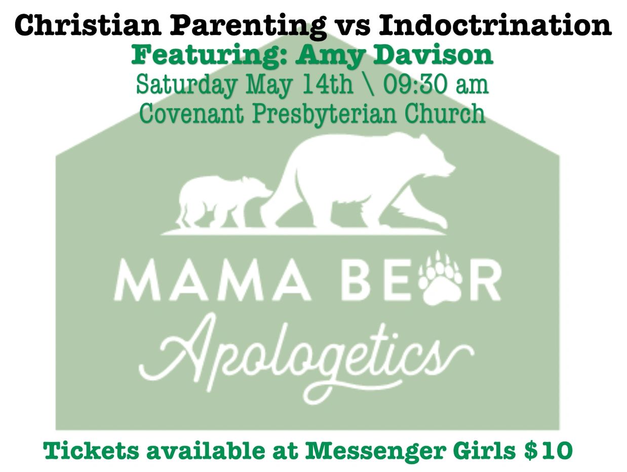 Flyer for a Christian parenting event featuring Amy Davison at Covenant Presbyterian Church.