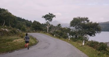 Running on the coastal road along Loch Sunart