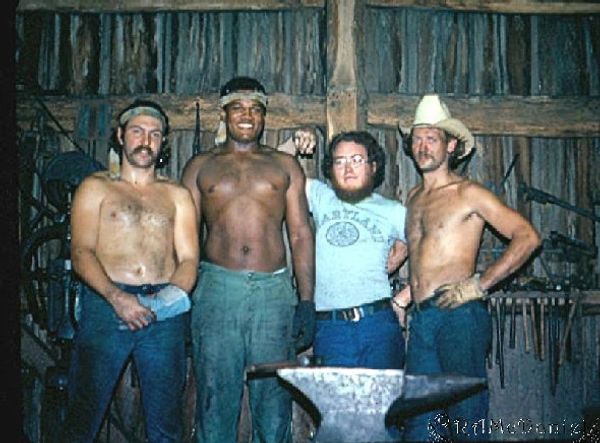 one of blacksmith Randy McDaniel's early classes, circa late 1970's at his shop.