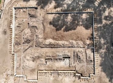 Areal view of underground plumbing on a new construction project before concrete is poured.