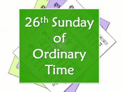 26th Sunday of Ordinary Time sign on sheet music.
