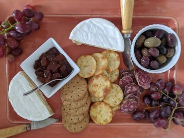 Charcuterie 
Chees Grapes Crackers Olives
