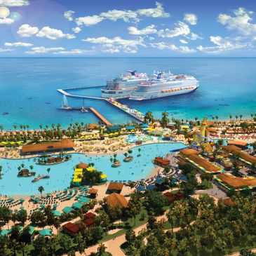 Carnival cruise ship docked at Celebration Key in the Bahamas