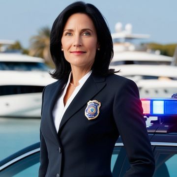 Detective Lana Law from All-Woman murder mystery, "Death Bemoans Her."