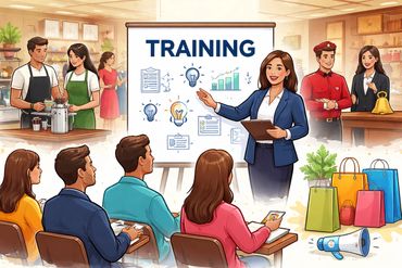 A training session with diverse professionals learning and engaging actively.