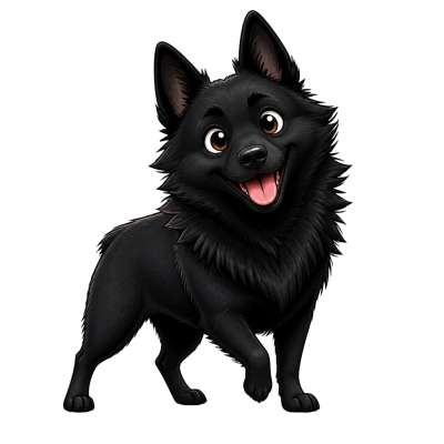 Cute happy black dog cartoon.