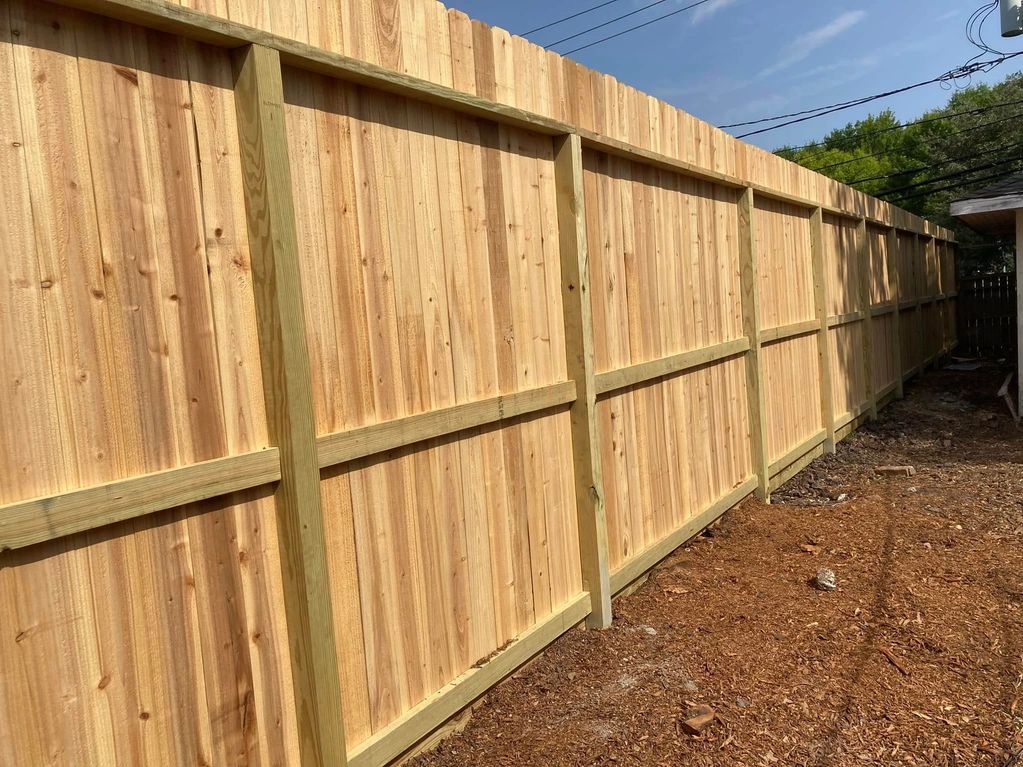 8' Tall Cedar fence with 10" baseboard installed in Texas City, TX | A-1 Access & Fence