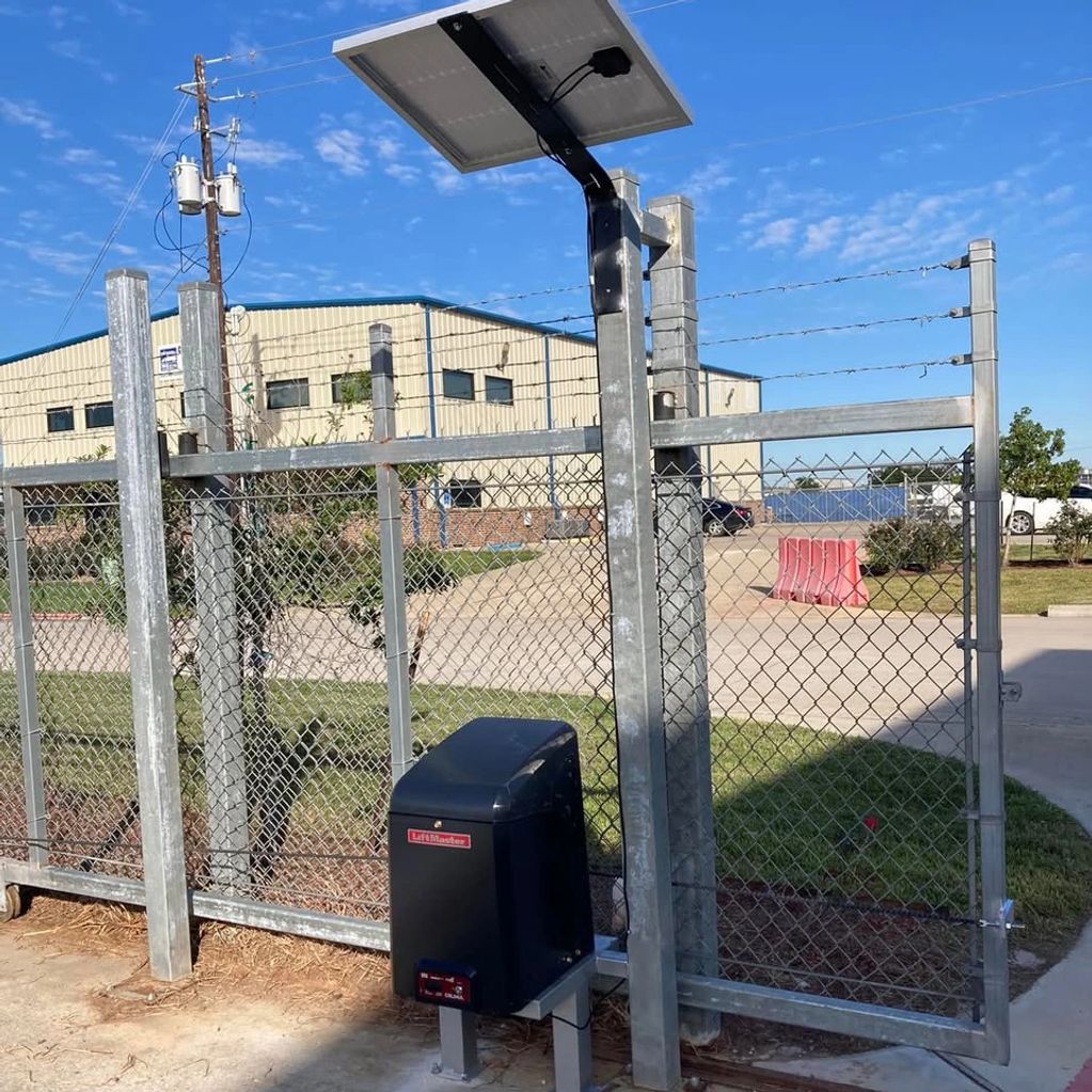 Solar powered Liftmaster CSL24VDC Gate opener installed in Galveston TX | A-1 Access & Fence