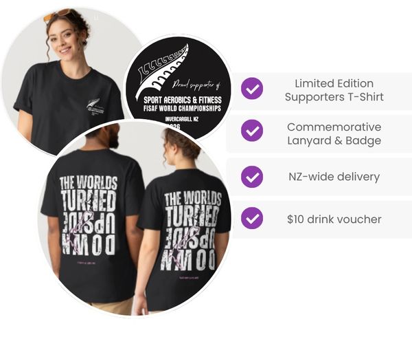 Limited edition T-shirt and lanyard for Sport Aerobics & Fitness FISAF World Championships.