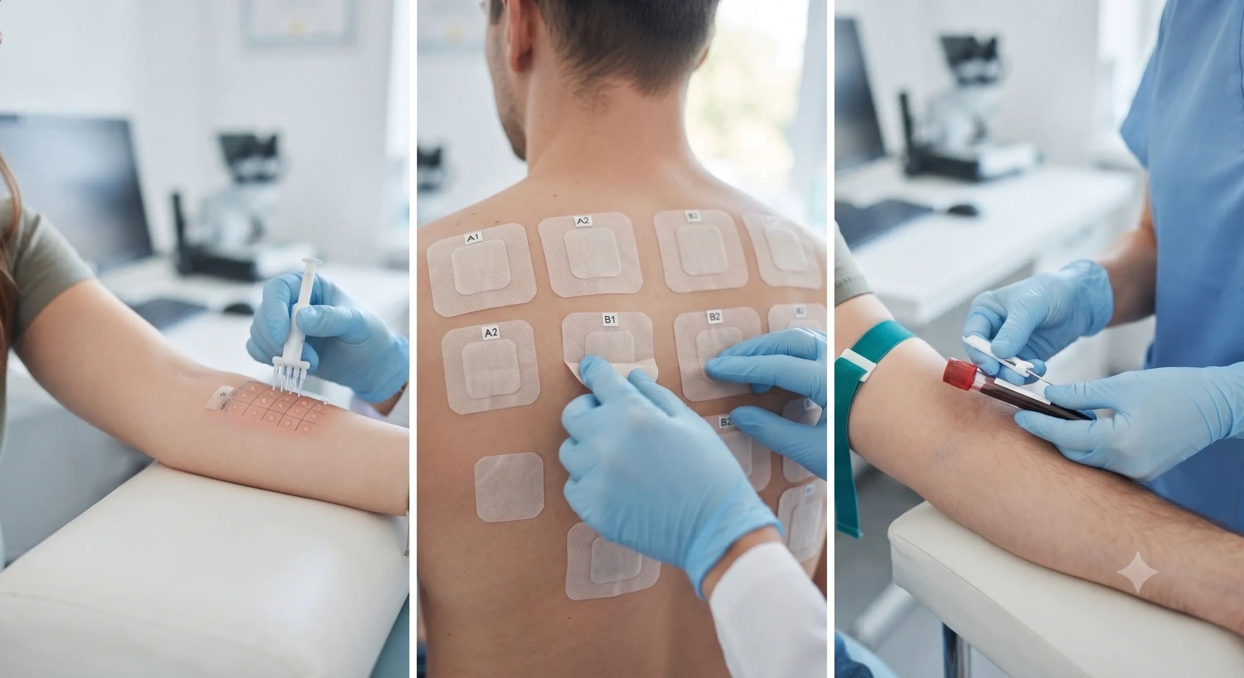 Clinical patch testing and skin prick testing procedures performed at KDS Allergy Practice
