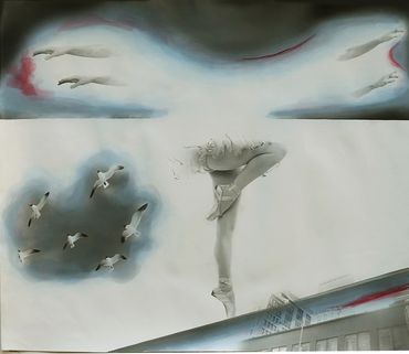 LorenEllisArt Ballet in Air 1 of 3 1995 16" x 20" (40x51cm)