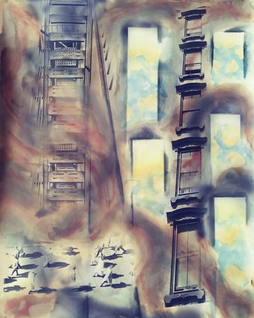 LorenEllisArt Dancer on Fire Escape NYC 1 1998 40x33" (101 x 83 cm) page 137