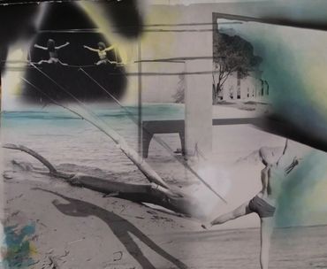 LorenEllisArt Dance on Logs and Wires Ft. Worden Port Townsend Wa. 2 of 2 1998 16"x20" (40x51cm)