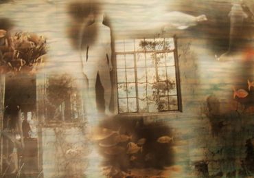 LorenEllisArt Lost Love Underwater Animals in Peace 1996 page 129 mural 40" x 65" (102 x165 cm)