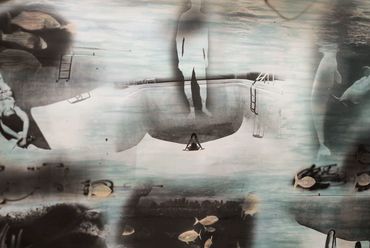 LorenEllisArt Male Spirit sees Female -Empty Pool in the Ocean 1980 pg 48 40"x65" (101x165cm)