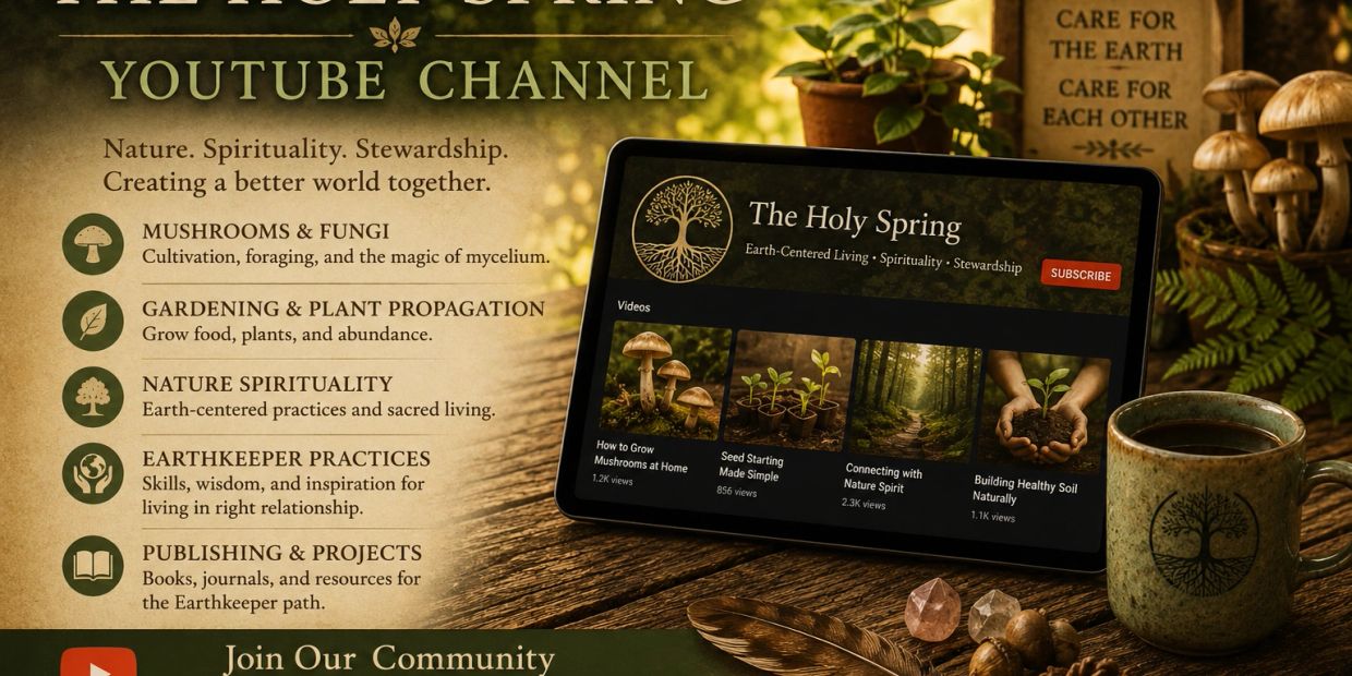 Promotional image for 'The Holy Spring' YouTube channel focused on nature and spirituality.