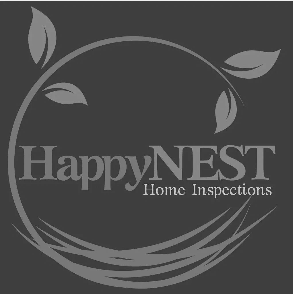 Logo for HappyNest Home Inspections with a nest and leaves design.