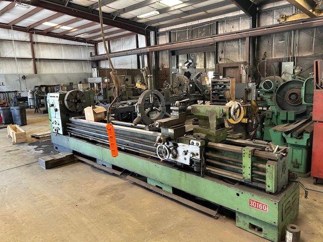 Manual lathe inside Precision Plating in Birmingham, AL.