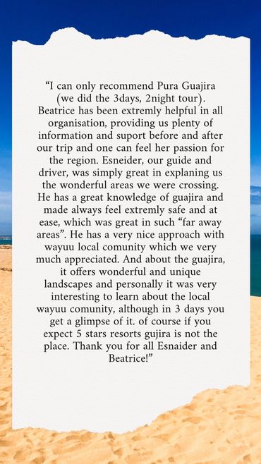 Comments from tourists about our trips to La Guajira
