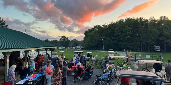 Concert crowd at sunset