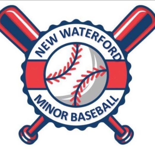 New Waterford Minor Baseball logo with crossed bats and baseball.