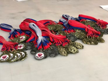 neck ribbons. neck medals.