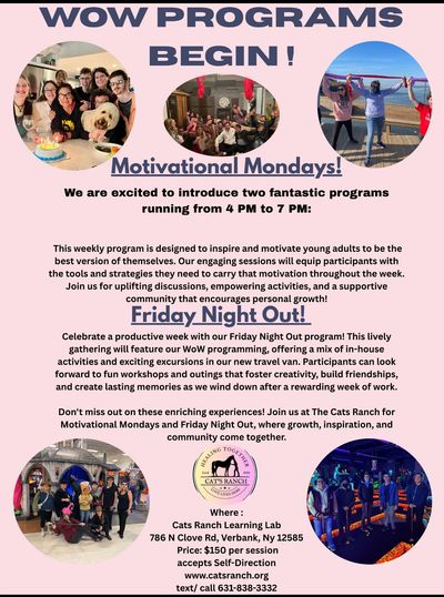 Cats Ranch “Without Walls" Program is beginning in November! Adventure & Friends Await! OPWDD