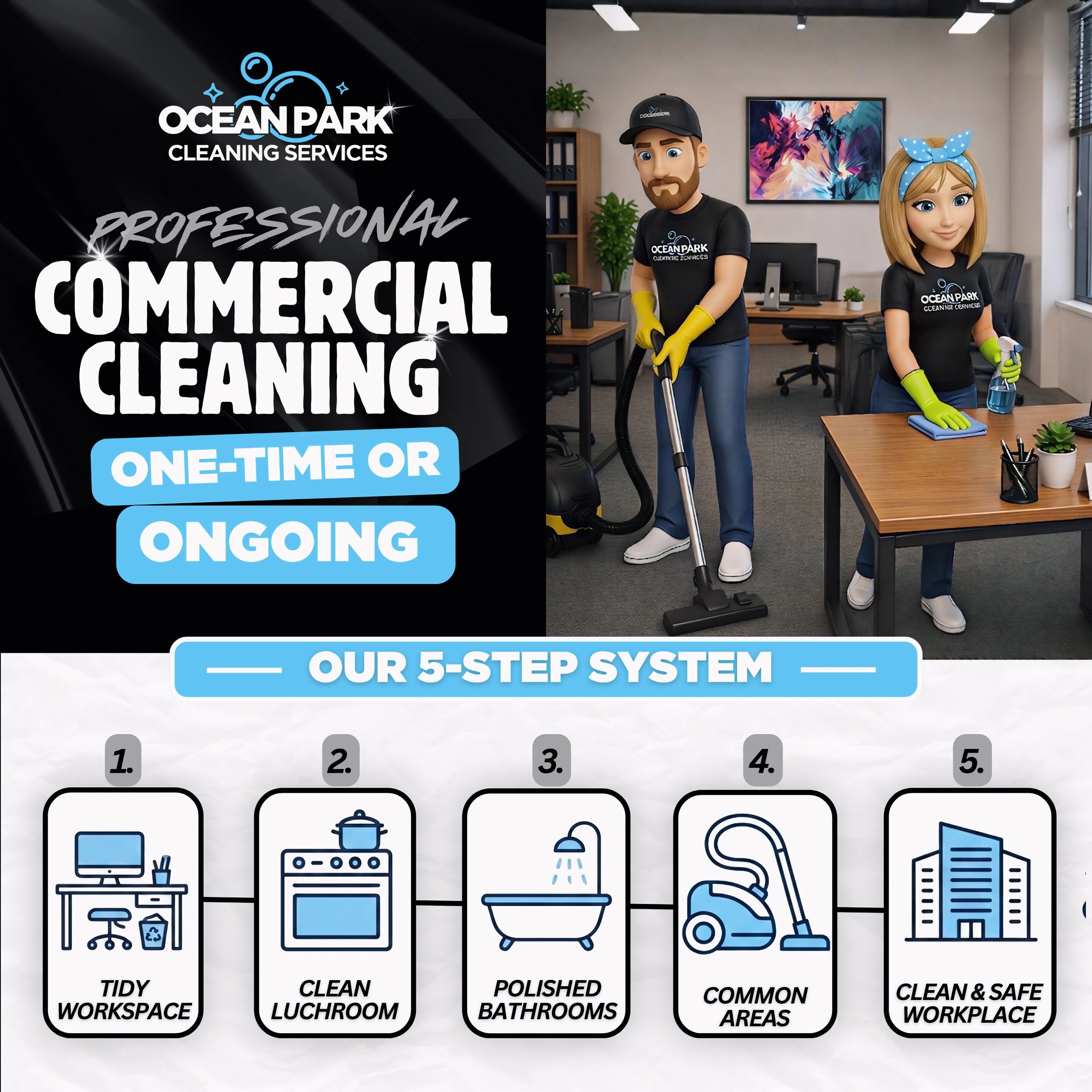 Professional commercial cleaning services by Ocean Park Cleaning Services.