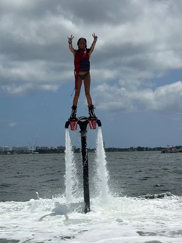 Customer flyboarding in the bay