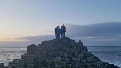 Kelly and her family at the Giant's Causeway in Nov. 2017