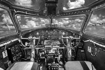 B-17 Cockpit with P-51 Mustang escort.