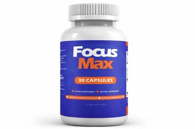 Bottle of Focus Max dietary supplement with 30 capsules.