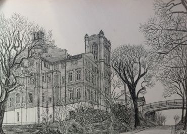 Alden Memorial - WPI, Worcester, MA - 17 x 12" Pen on Paper