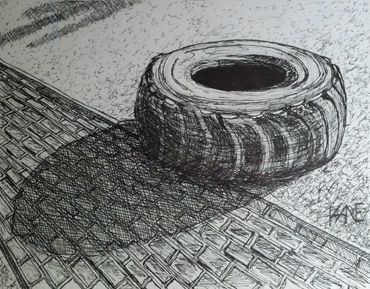Icon of Manliness (Steve's Tire) - Leominster, MA - 8.5 x 6" Pen on Paper