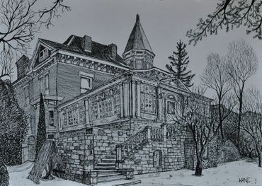 Pen drawing of the Willard Street Inn - Burlington, VT - 17 x 12" Pen on Paper