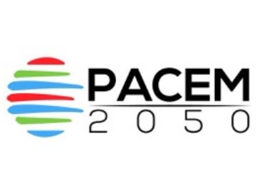 PACEM 2050 logo with colorful lines.