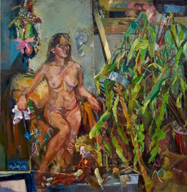 The Painter's Studio, 2017, oil on canvas, 59.5 x 58 in.