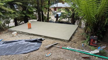 A freshly pour concrete pad.