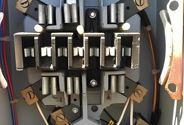 Close-up of electrical switch mechanics.